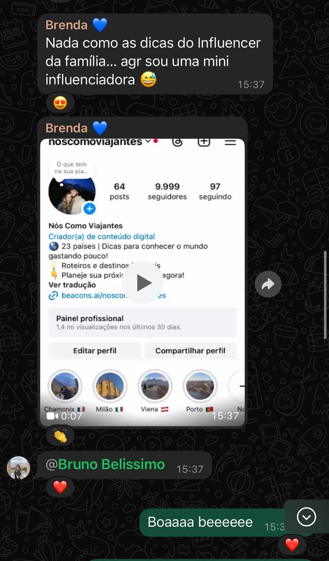 Print da Brenda: perfil chegando a 10 mil seguidores