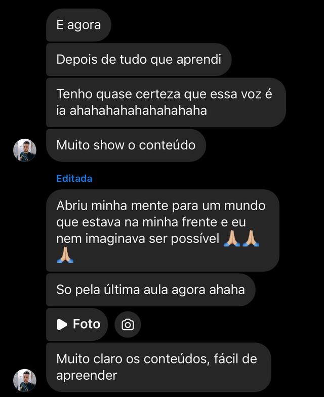 Print de aluno: abriu minha mente